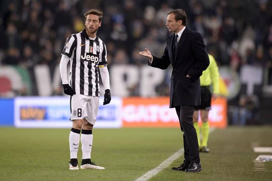 Le indicazioni di Allegri a Marchisio. Lapresse